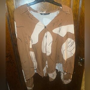 Tan & Cream chic ZARA blouse